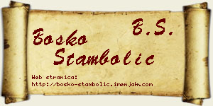 Boško Stambolić vizit kartica